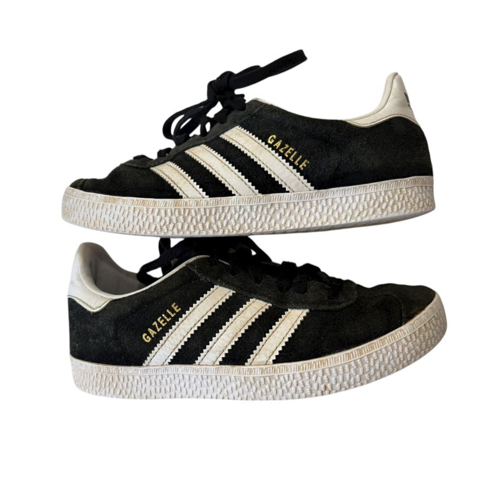 Adidas Gazelle Black & White Suede Sneakers Youth Kids Size 1 Stripes Retro